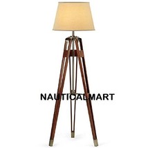 Nauticalmart Brass Finish Tripod Floor Lamp Stand With Shade