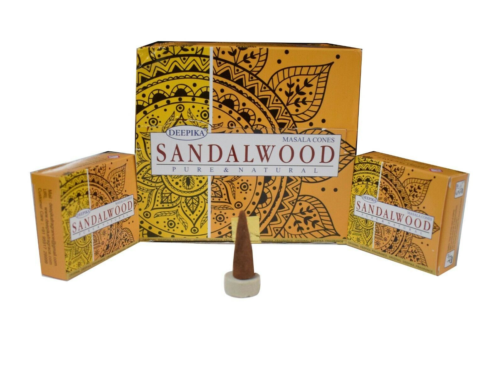 Deepika Sandalwood Natural Dhoop Cone - Pack of 12 Pkt of 10 Cones Each