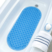 Blue Bubble Bath Mat with Microban Protection (15 x 35 Inch, Extra Long ... - $21.78