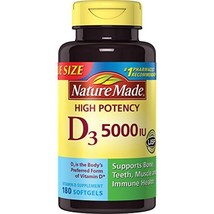 Nature Made Vitamin D3 5000 IU Ultra Strength Softgels Value Size 180 Ct - $42.96
