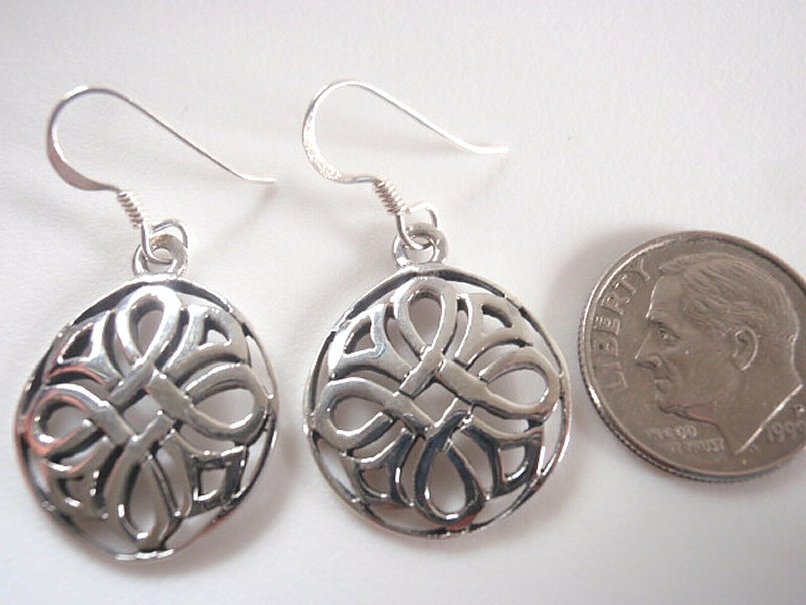 Hammered Spiral Dangle Earrings 925 Sterling Silver Corona Sun Jewelry 