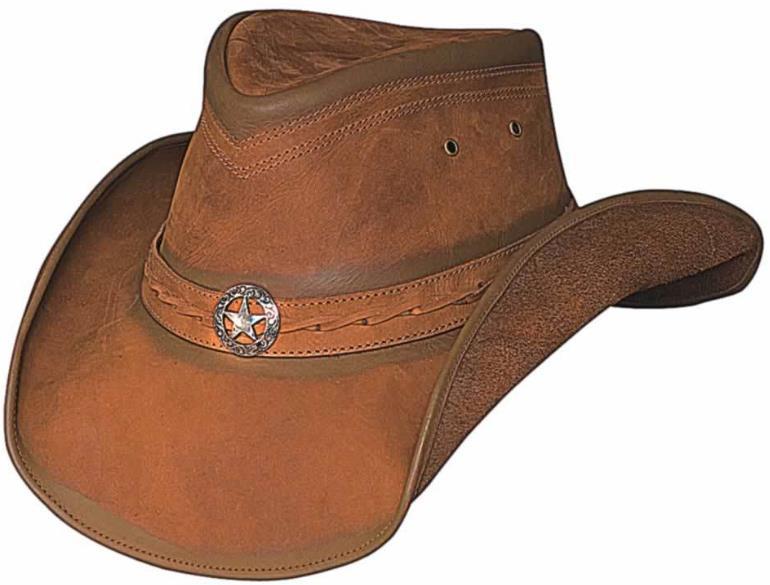 Bullhide Cooper Creek Leather Cowboy Hat Star Concho Shapeable Brim ...