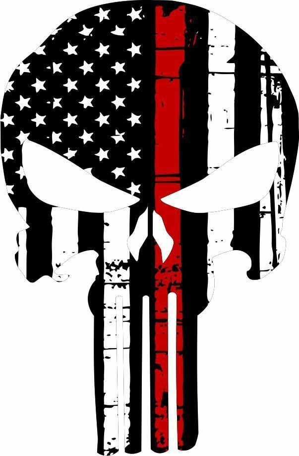 Thin Red Line Punisher USA Flag Exterior Window decal - Many Sizes Free ...