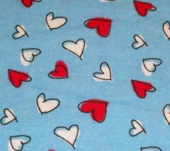 RED WHITE HEARTS BLUE FLANNEL FABRIC A.E. NATHAN  - $32.00