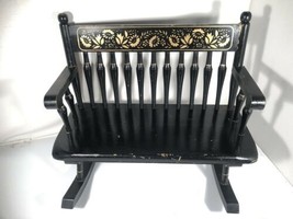 Doll Rocking Bench Ethan Allan Style Black Wooden Spindle Seat  - $64.34