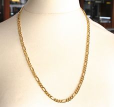 18K GOLD FIGARO GOURMETTE CHAIN 4 MM WIDTH, 20", ALTERNATE 3+1 NECKLACE image 3