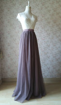 High Waisted Floor Length Tulle Skirt Brown Plus Size Wedding Tulle Skirt image 4