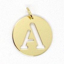 18K YELLOW GOLD LUSTER ROUND MEDAL WITH A LETTER A MADE IN ITALY DIAMETER 0.5 IN image 1