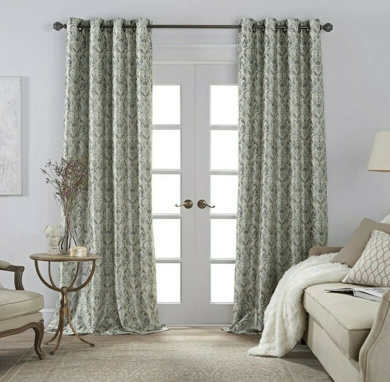 (1) JCP Home Blaine Blackout Grommet SEAGRASS GREEN MULTI Curtain Panel