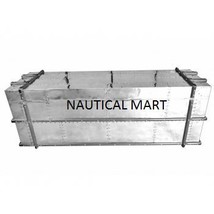 NauticalMart Vintage Aluminium Antique Finish Three Drawer Trunk & Coffee Table 