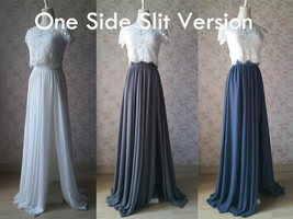 High Waist Chiffon Maxi Skirt Gray Plus Size Bridesmaid Chiffon Skirt Wedding image 7