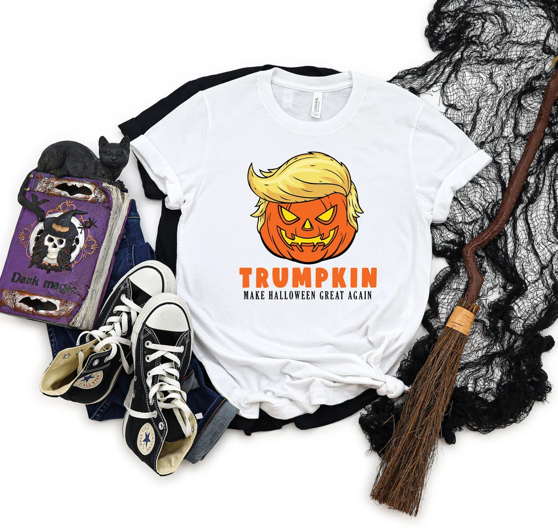 Unisex Trumpkin Republican Halloween Pumpkin Head Trump Shirt Halloween Outfit.