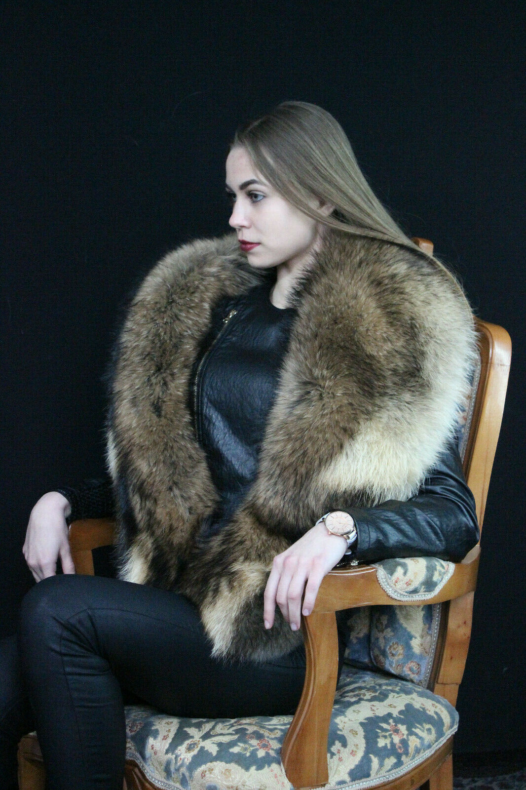 Royal Raccoon Fur Boa 70' (180cm) Saga Furs Stole Collar Big Long Scarf