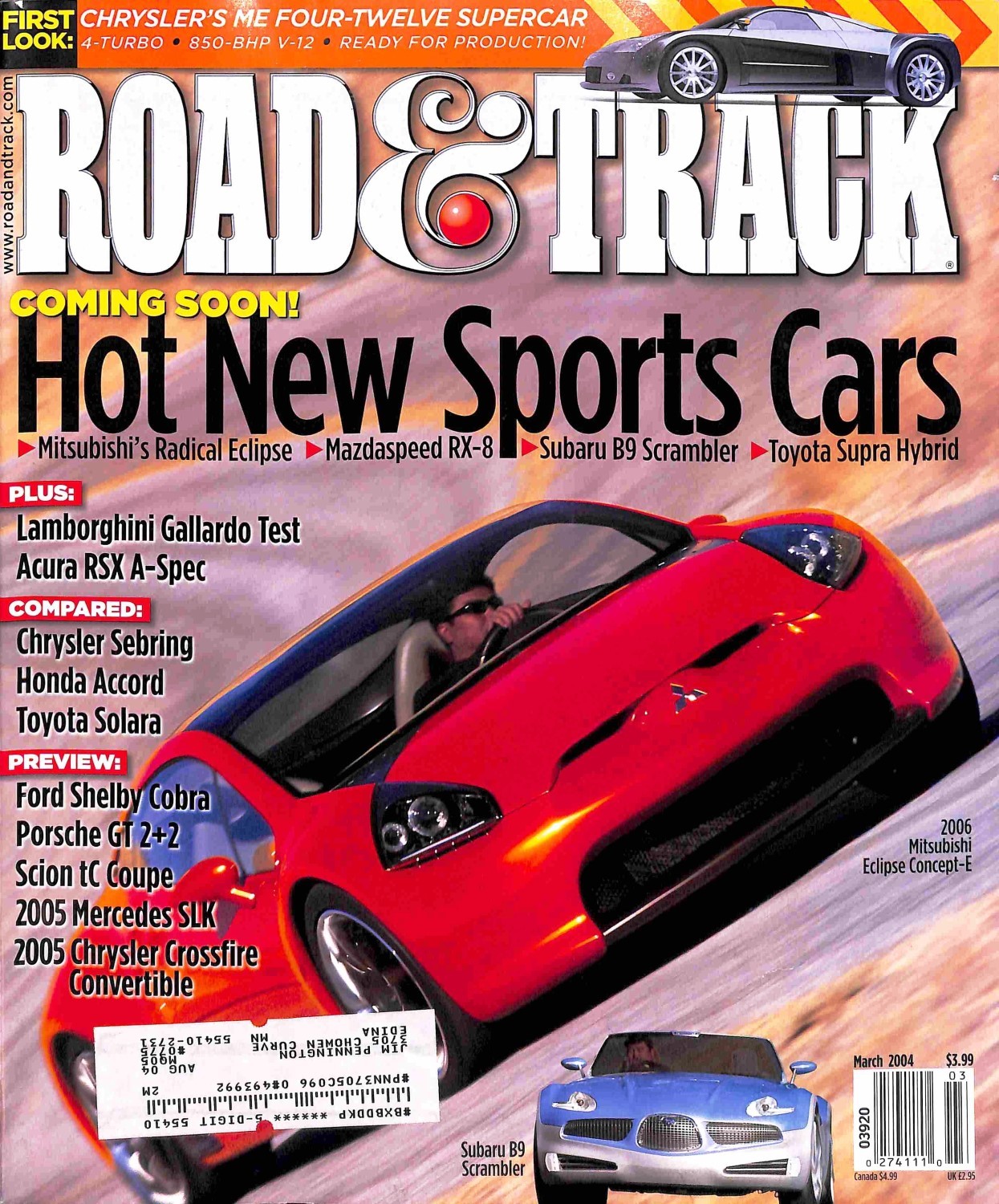 Road and Track, March 2004 Magazine Back Issues
