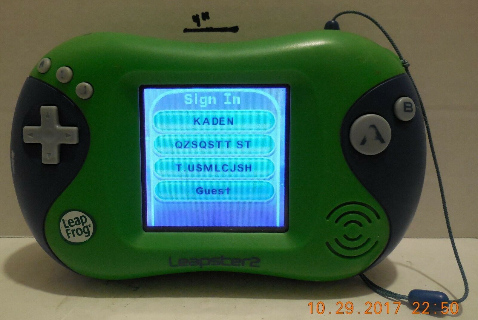 Leapfrog Leapster Game Carrying Case Green Blue Handle 