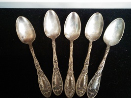 Antique Oxford Silver Plate Co “Narcissus” Pattern Teaspoons (5) - $30.00