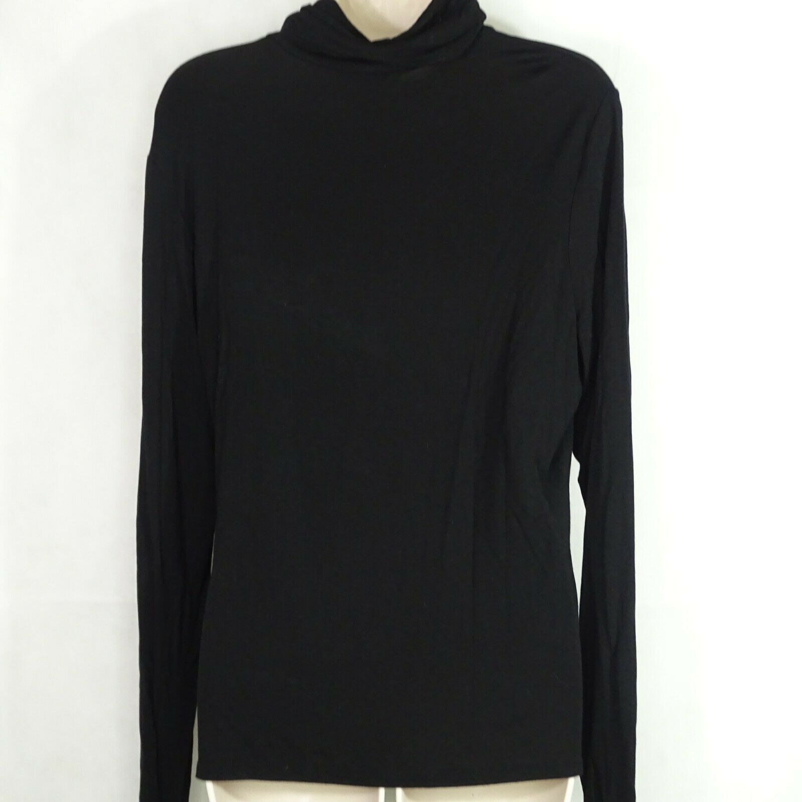 H&M Turtleneck Top Stretch Jersey Knit Women Size L Black Long Sleeve ...