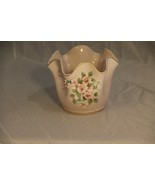 Vtg Lefton China #1182 Small Ruffle Capodimonte Style Vase Tiny 3D Flowe... - $14.84