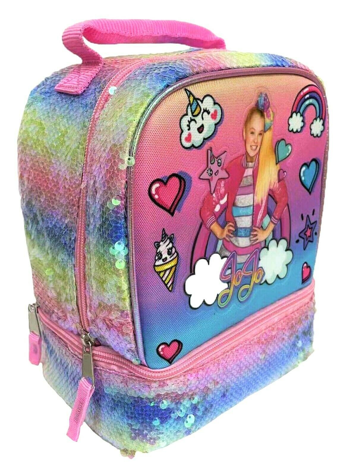 JOJO SIWA NICKELODEON Girls Pink BPAFree DualChamber Lunch Box Tote