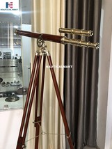 Nautical Floor Standing Solid Brass/Leather Griffith Astro Telescope 64" image 3