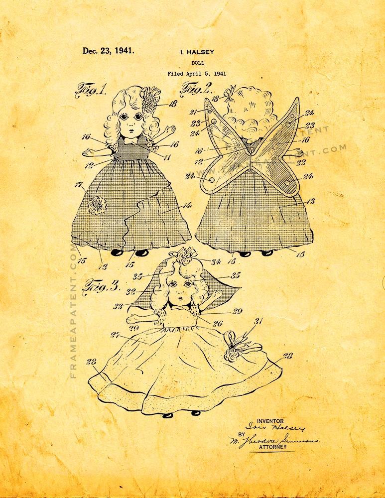 Doll Patent Print - Golden Look