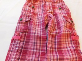 The Children's Place Baby Girls Zip Up Pants Size 18 Months Pink Berry Plaid GUC - $12.86