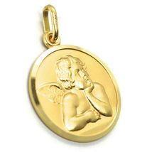 SOLID 18K YELLOW GOLD MEDAL, GUARDIAN ANGEL, 19 mm DIAMETER, VERY DETAILED image 3