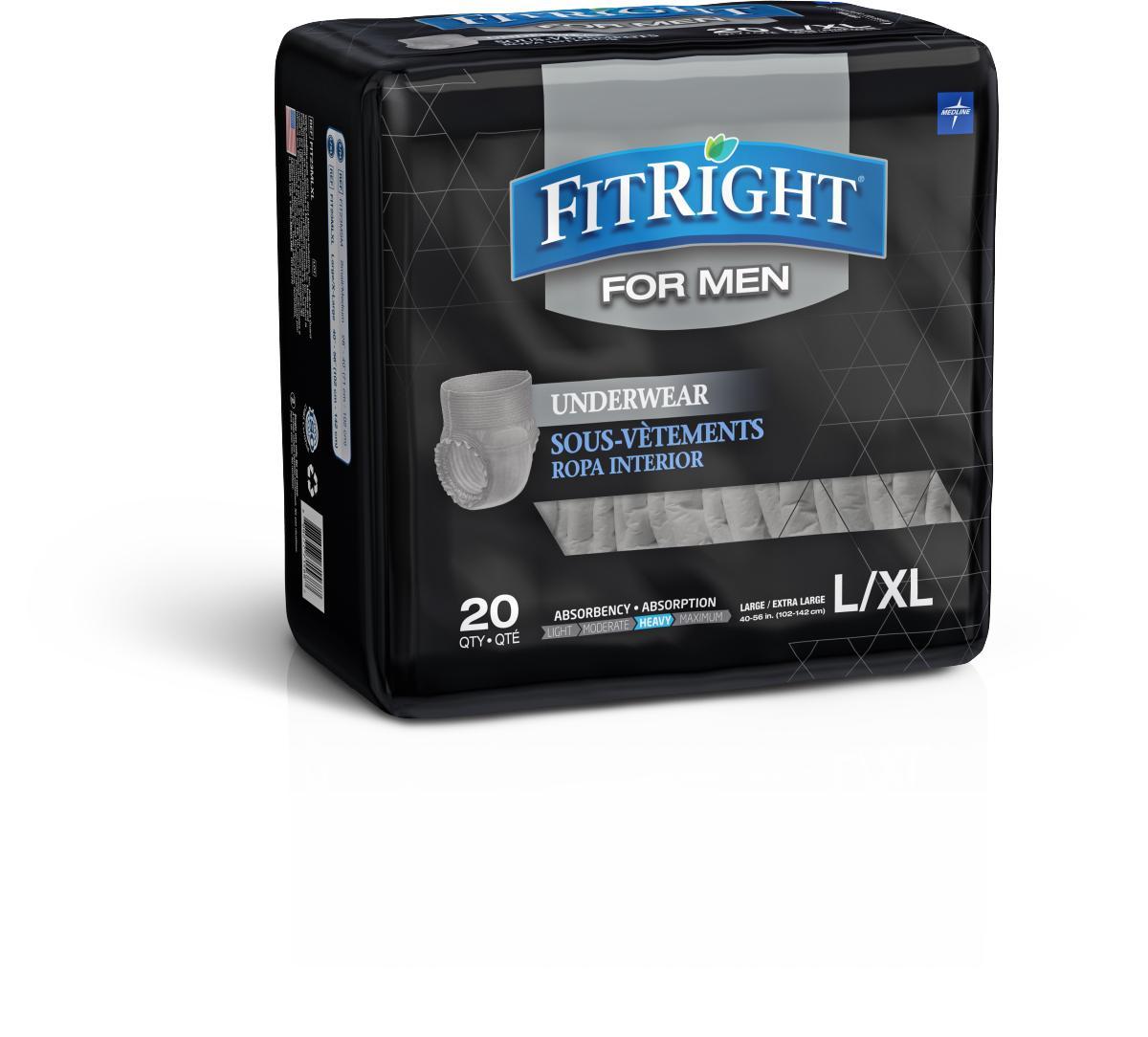 FitRight Ultra Disposable Underwear Heavy Absorbency, Large/XL, 80