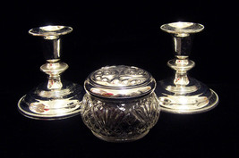 Silvertone Candle Holders Avon Jar Lot of 3 - $13.16