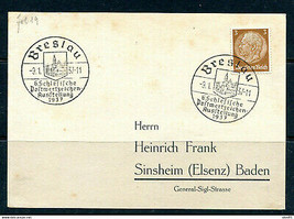 Germany 1937 Postal card Breslau to Sinsheim Elsenz  Baden Special cance... - $4.95