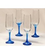 Champagne Flutes Blue Stems Set of 4 Epure New with Tags - $12.19
