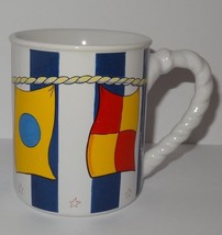 Sailing Ship Flags Coffee Mug 13 oz Cup Papel Giftware  Multi-Color Rope - $14.99