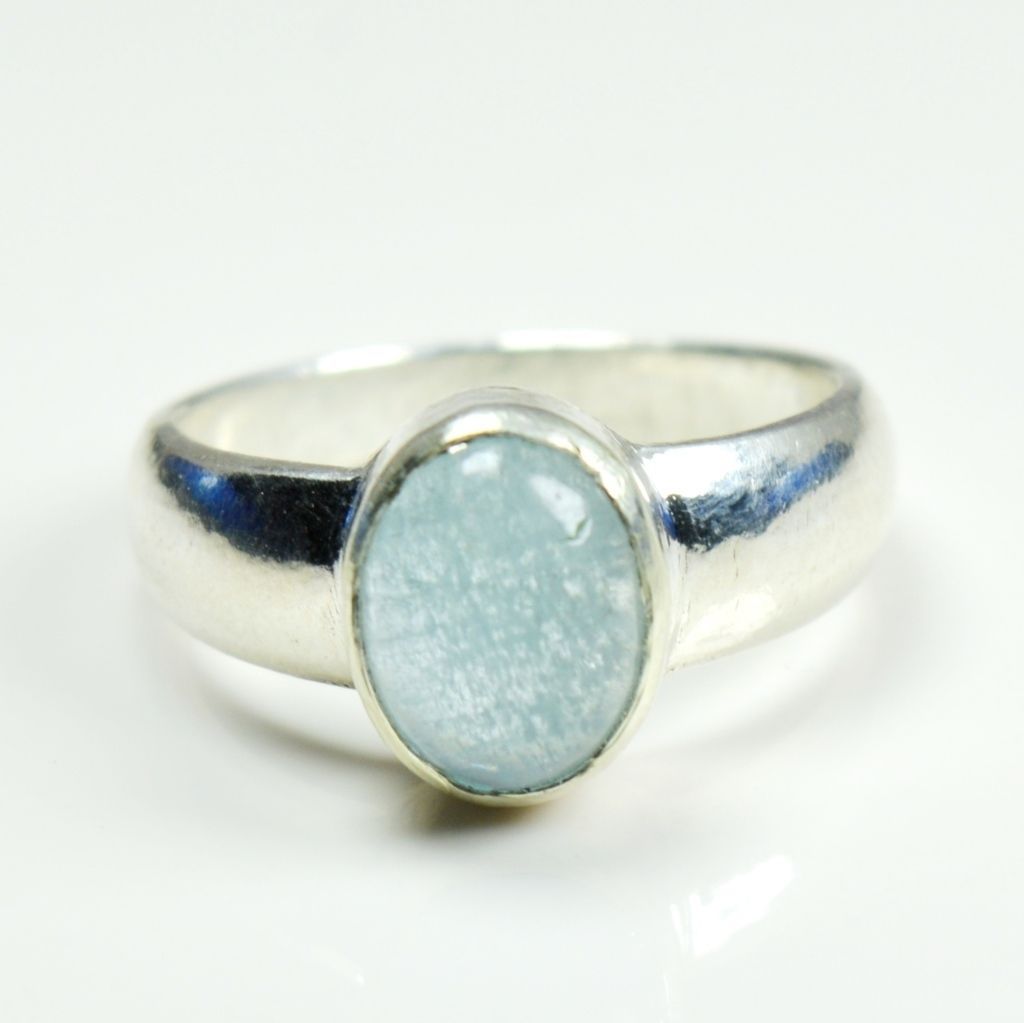 3 Ct Simple Natural Aquamarine Gemstone Charming Sterling Silver Ring ...