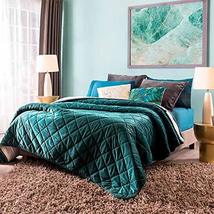 Emerald Green Comforter with Velvet Texture Queen Size Soft and Warm - $130.68