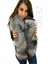 Natural Silver Fox Fur Boa 63' (160cm) Saga Furs Stole Collar Royal Scarf image 2