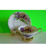 Hand Painted Occupied JapanTea Cup &amp; Saucer Pansy Foot Excellent Cond Sh... - $19.99