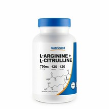 L-Arginine L-Citrulline Complex 750mg, 120 Capsules - Non-GMO Nutricost - $11.76