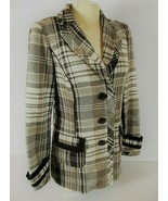 Maurices womens Small brown white plaid WOOL blend button up LINED jacke... - $19.79