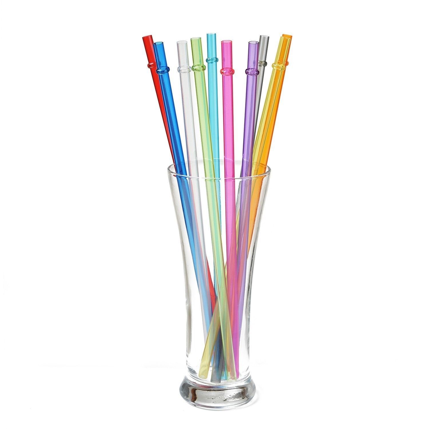 Long Rainbow Colored Reusable Plastic Replacement Straws for Starbucks