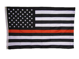 3x5 Embroidered USA Fire Dept Thin Red Line Rough Tex 300D Nylon 3'x5' GROMMETS - $32.88