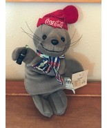 Gently Used Plush Coca Cola 1999 Collectible Gray Bean Bag SEAL w Red Be... - $7.69