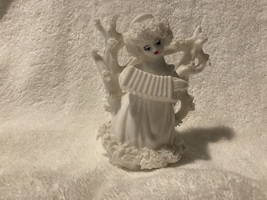 Lenwile China Ardalt White Woman Angel w/Accordion 4&quot; Tall x 3 3/4&quot; Vase... - $19.33