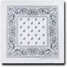NEW MEN'S 12 PACK COTTON PAISLEY HEAD WRAP SCARF WRISTBAND BANDANA WHITE