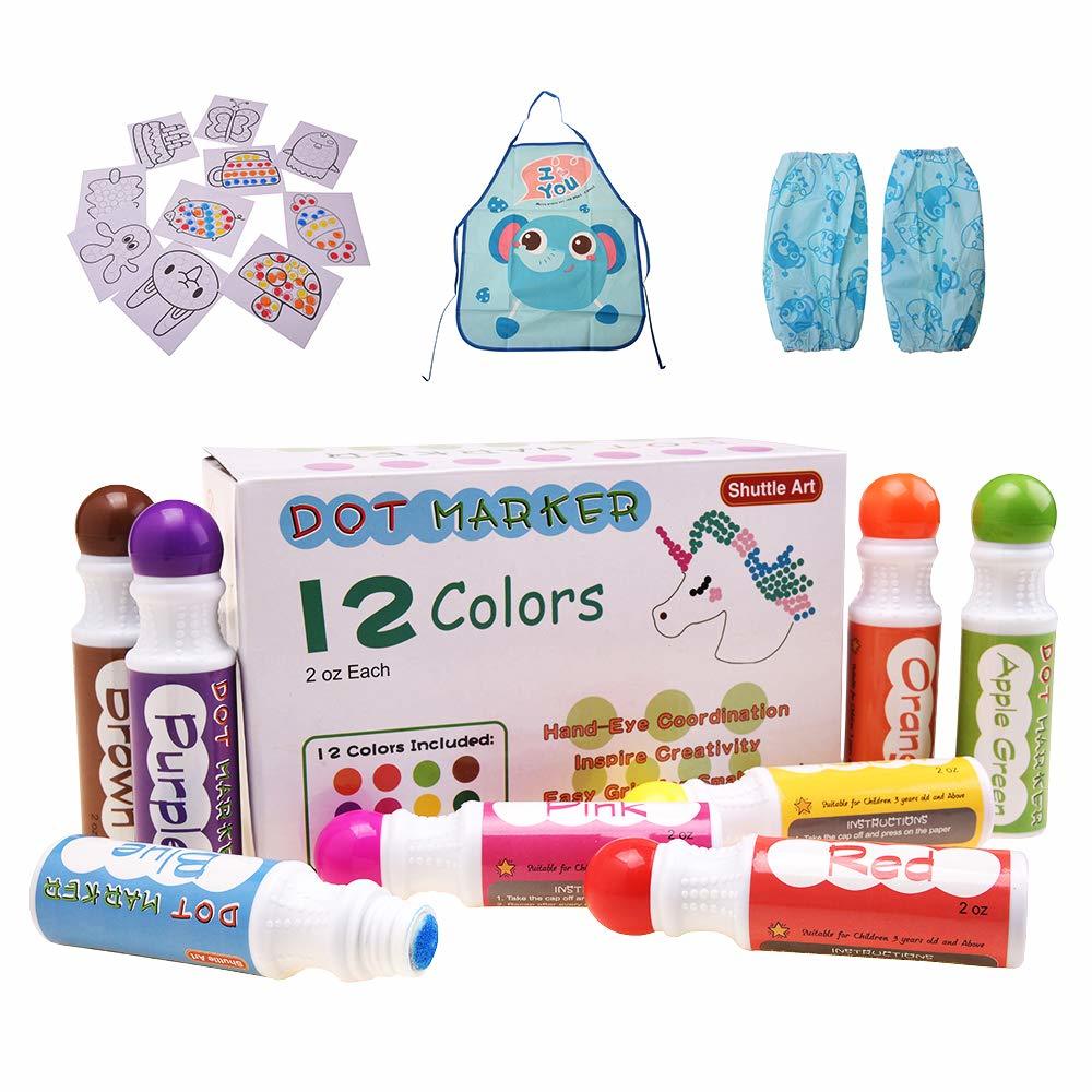 12 Colors Washable Dot Markers,Shuttle Art Bingo Daubers Dabbers Dauber