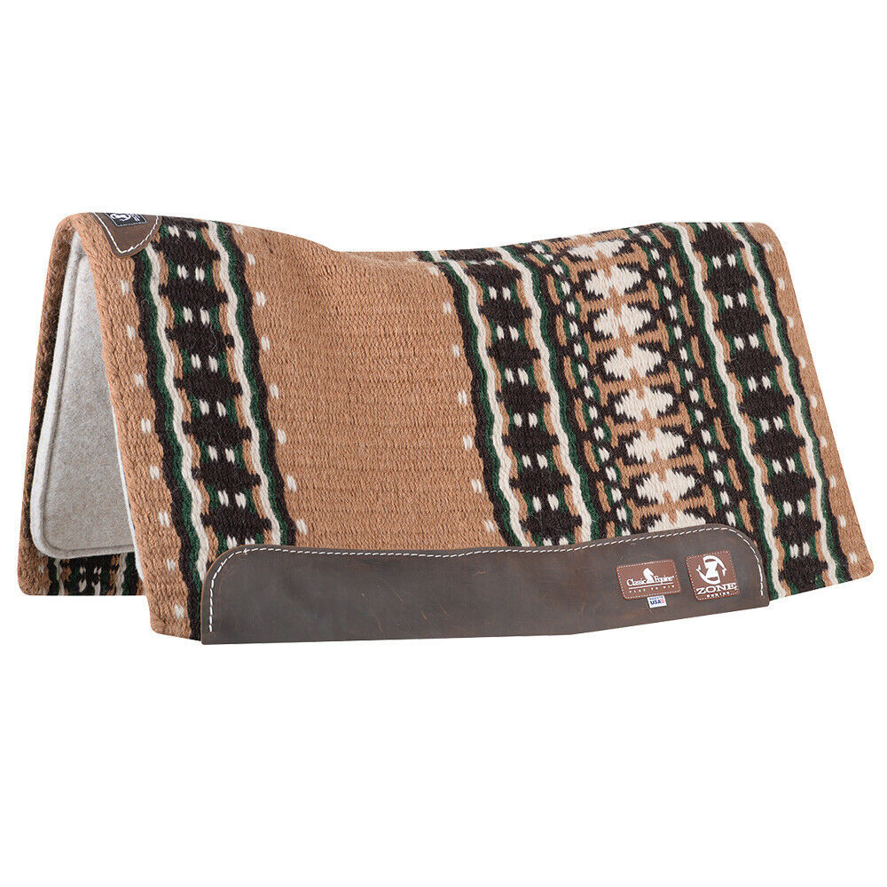 UCLGR Classic Equine Zone Wool Top Saddle Pad 34"x 38" 1" Camel