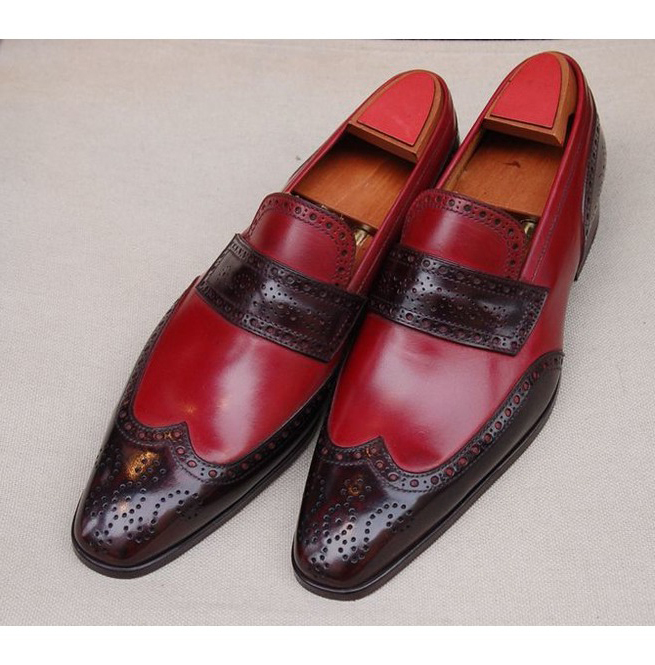 Handmade Men Burgundy Brown Shoe, Men�s Wingtip Oxford Handmade Men Burgundy Brown Shoe, Men�s Wingtip Oxford