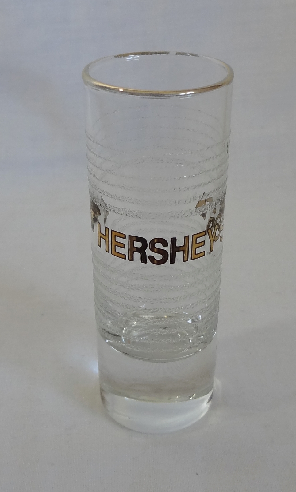Hershey's Kisses 2 oz Shot Glass Barware Gold Rimmed Shot Glasses