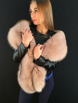 Fox Fur Boa 70' (180cm) Saga Furs Stole Beige Color Big Collar Scarf Wrap image 8