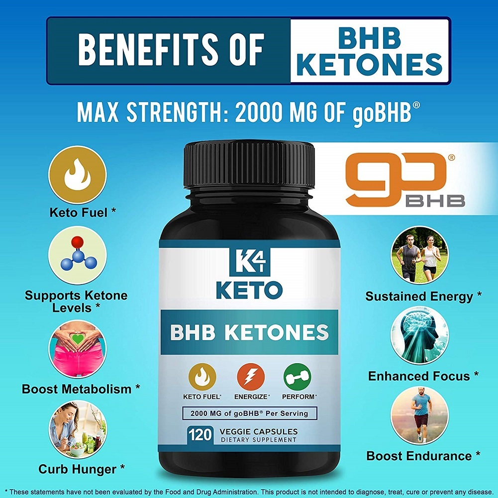 K4 Keto BHB - Exogenous Ketones BHB Salts Capsules - 2000mg 120 ...