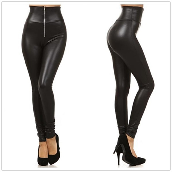 Image of Leather Leggings Black High-Waist fitness